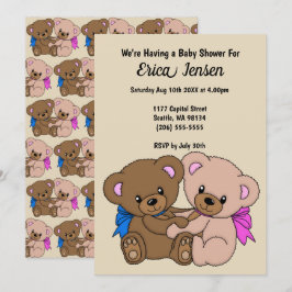 Invitación Teddy Bears Baby Shower & Pattern