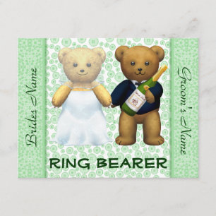 Invitación Teddy Bears Tearer Invite a la boda verde de Apple