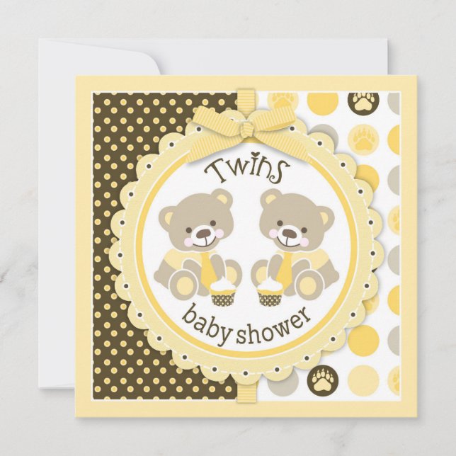 Invitación Teddy Bears Ties Baby Shower (Anverso)