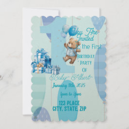 Invitación Teddy Bears y Balloons Tema del cumpleaños