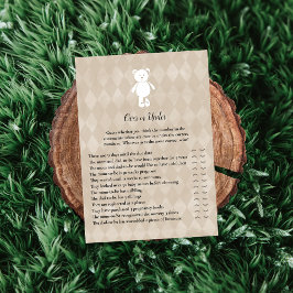 Invitación Teddy blanco sobre el juego de Baby Shower