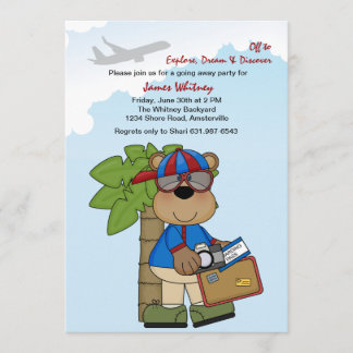 Invitación Teddy listo para el viaje se va Fiesta