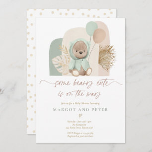 Invitación Teddy Lleva Algún Beary Cute Boho Baby Shower