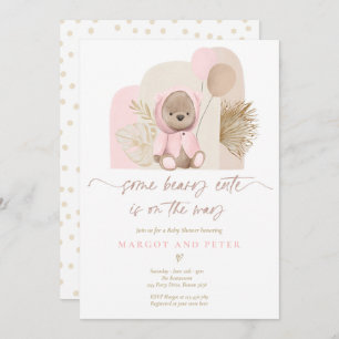 Invitación Teddy Lleva Algún Beary Cute Boho Baby Shower