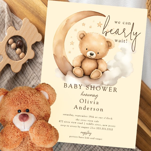 Invitación Teddy Moon Baby Shower (Subido por el creador)
