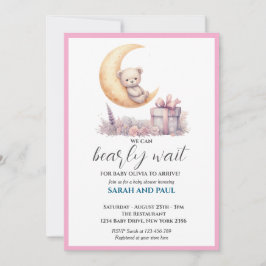 Invitación Teddy Pink Bear We Can Bearly Wait