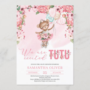Invitación Tedy tutu bailerina vestido florido Baby Shower