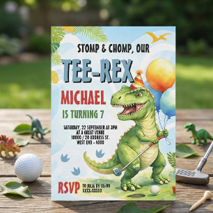 Invitación Tee-Rex Golf Dinosaur Mini Golf Fiesta de Cumpleañ