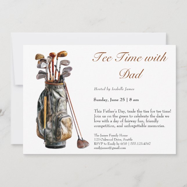 Invitación Tee Time with Dad Editable Father's Day Golf Fiest (Anverso)