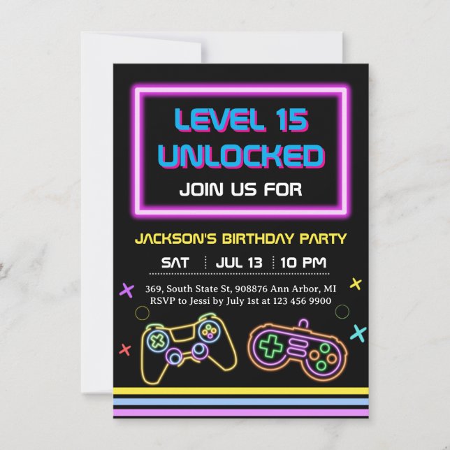 Invitación Teen Gaming Gamer Boy Video Game Player (Anverso)