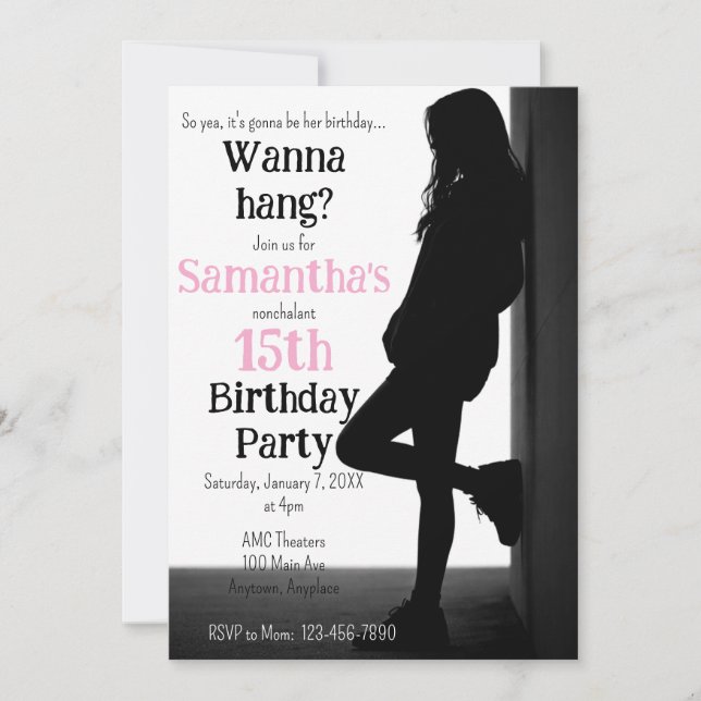 Invitación Teen Nonchalant Birthday Party Invitation (Anverso)
