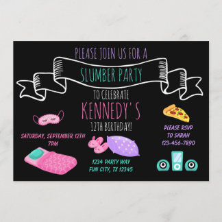 Invitación Teen Tween Chicas Slumber Fiesta Sleepover Cumplea