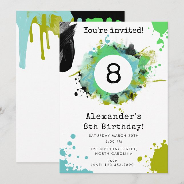 Invitación Teen Tween Young Boy Personalizado Age Birthday Pa (Anverso / Reverso)