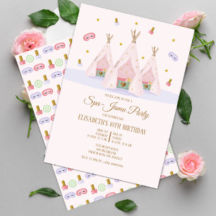Invitación Teepee Spa Birthday Party