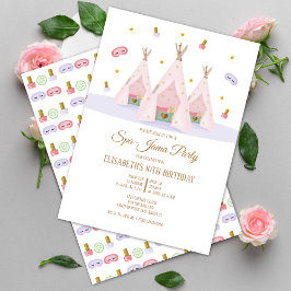 Invitación Teepee Spa Birthday Party
