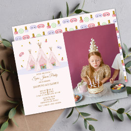 Invitación Teepee Spa Fiesta fotográfico de cumpleaños