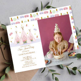 Invitación Teepee Spa Fiesta fotográfico de cumpleaños