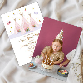 Invitación Teepee Spa Fiesta fotográfico de cumpleaños