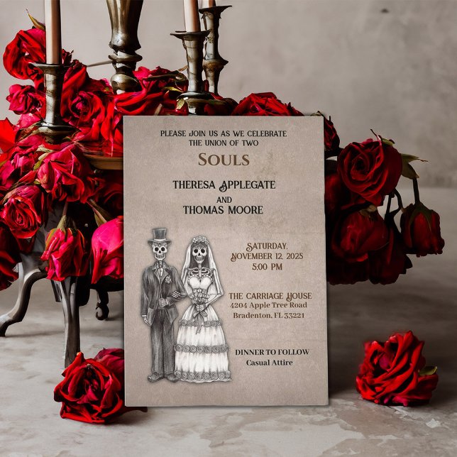 Invitación Tejido de espina dorsal gótico Novia y Groom (Subido por el creador)