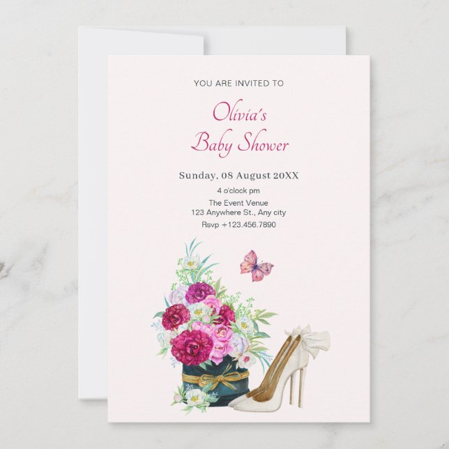 Invitación Tejidos florales de ramo de bebé (Anverso)