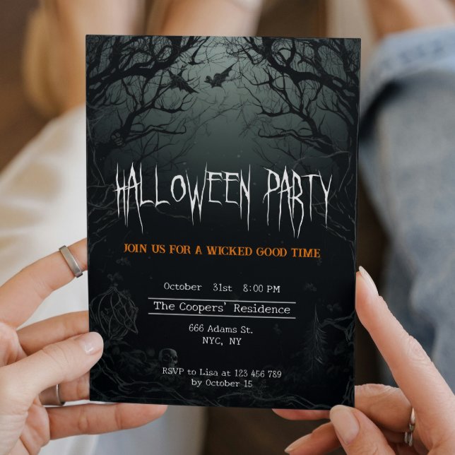 Invitación Tejidos oscuros y aterradores Fiesta de Halloween (Subido por el creador)