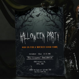 Invitación Tejidos oscuros y aterradores Fiesta de Halloween