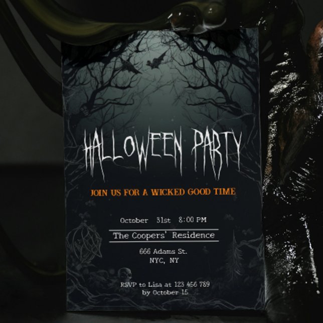 Invitación Tejidos oscuros y aterradores Fiesta de Halloween (Subido por el creador)