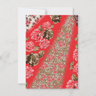 Invitación Tejidos rojos vibrantes con intrincados florales y