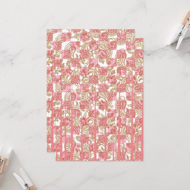 Invitación Tejidos rosados vibrantes con una intrincada palma (Anverso/Reverso In Situ)