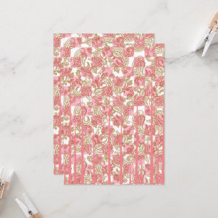 Invitación Tejidos rosados vibrantes con una intrincada palma