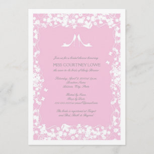 Invitación Tela Bridal Shower en rosa ligero