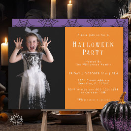 Invitación Tela de araña de Halloween moderna y simple para f