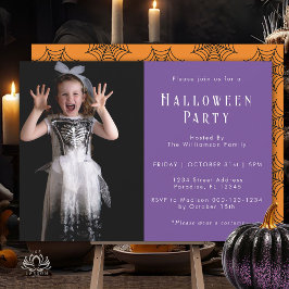 Invitación Tela de araña de Halloween moderna y simple para f