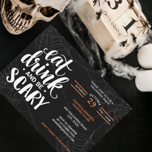 Invitación Tela de araña moderna para fiesta de Halloween