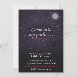 Invitación Tela de Araña Viuda Negra Fiesta de Halloween Espe