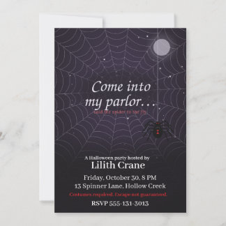 Invitación Tela de Araña Viuda Negra Fiesta de Halloween Espe