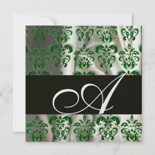 INVITACIÓN TELA DE DAMASCO DE SEDA NEGRA VERDE BLANCO HIELO M