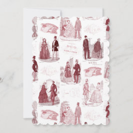 Invitación Tela francesa de moda roja y blanca