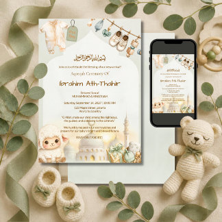 Invitación Tela y Arco de Mezquita Islámico Aqeeqah y Baby Sh