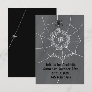 Invitación Telaraña de araña blanca negra linda de Halloween