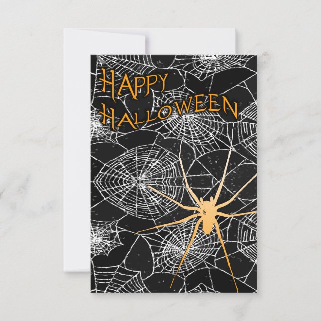Invitación telaraña feliz de Halloween (Anverso)