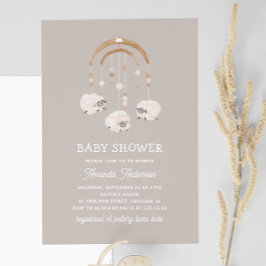 Invitación Teléfono móvil de Boho Sheep | Baby Shower Neutral