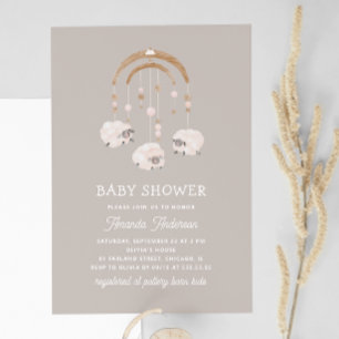 Invitación Teléfono móvil de Boho Sheep   Baby Shower Neutral