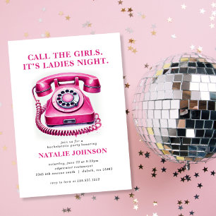 Invitación Teléfono Retro Rosa Llamada a las Chicas Fiesta de