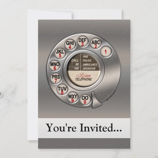 Invitación Teléfono rotario vintage (Anverso)
