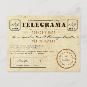 Invitación Telegrama do Vintage Agende a Data