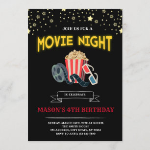 Invitación Tem del fiesta de la noche de película