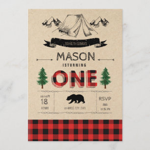 Invitación Tem fiesta del campamento de leñadores