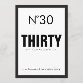 Invitación Tema 30 de cumpleaños de PARÍS blanco y negro Fies