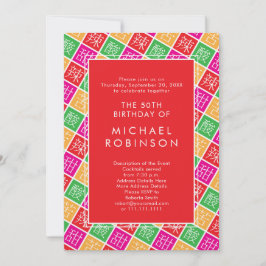 Invitación Tema 50 chino o cualquier fiesta de cumpleaños